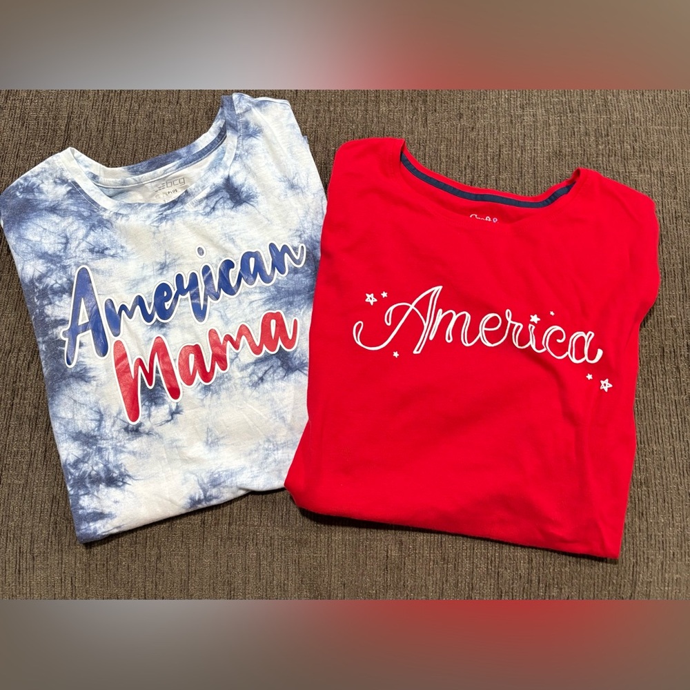 American Mama Tie-Dye and Red Tee Set